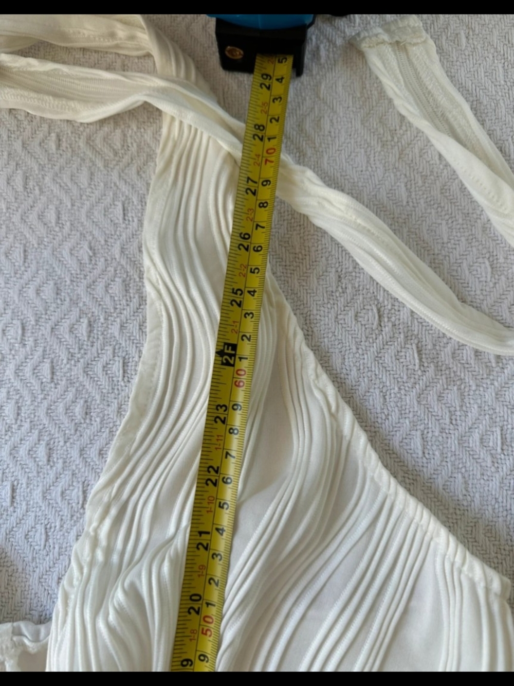 Sheer Textured Bodysuit Shein XL V Neck Halter 3D White Snap Closure Adjustable - Picture 8 of 13